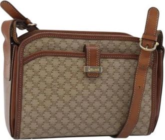 Celine Pre-owned Vintage Macadam Canvas Shoulder Bag - Dames - Vintage Schoudertas - Bruin - ONE Size - Leer - Vintage