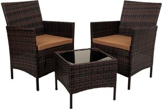 Wanderlust Deco Wanderlust Deco - Set Mesa Y 2 Sillones Color Marr&oacute;n