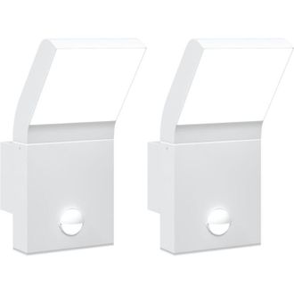 vidaXL Vidaxl - L&aacute;mparas De Pared Led Exterior Con Sensor 2 Uds Aluminio Blanco