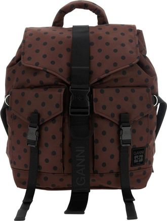 Ganni Tassen, Dames, Bruin, ONE Size, Polyester, Dots Re-Tech Rugzak