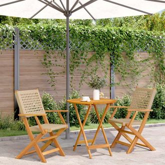Berkfield Home 3 Piece Bistro Set Beige Poly Rattan & Solid Wood