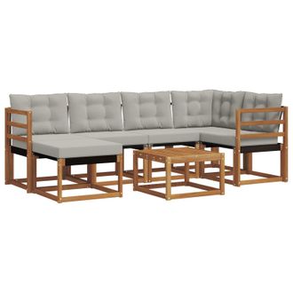 vidaXL Conjunto De Sof&aacute;s De Exterior 7 Pcs Gris Natural Y Claro Vidaxl