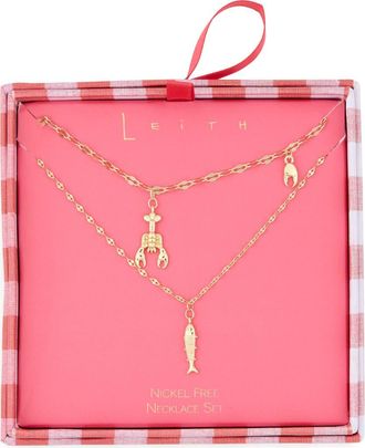 Leith Two Row Lobster Pendant Necklace in Gold at Nordstrom Rack