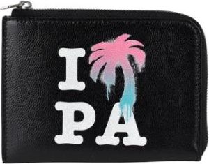 Palm Angels I Love PA Wallet - Heren - Portefeuilles - Zwart - ONE Size - Leer - Accessoires