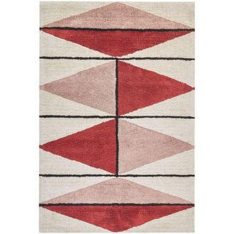 Beliani Tappeto a pelo corto in cotone con motivo geometrico 140 x 200 cm Multicolore Purnia