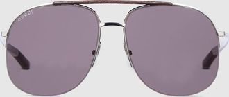 Gucci Navigator Sunglasses, Silver