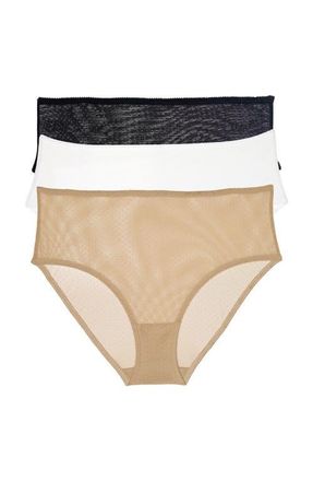 Skarlett Blue Jolie Sheer Lace Hipster 3-Pack in Black/white/nylon at Nordstrom, Size X-Large