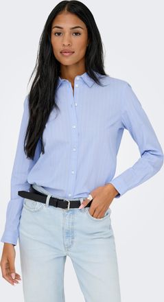 Jacqueline de Yong Hemdbluse JDY JDYMIO L/S SHIRT WVN NOOS, Damen, Gr. 38, cashmere blau stripes:cloud dancer, Web, Obermaterial: 72% Baumwolle, 24% Polyester, 4% Elasth