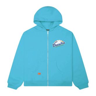 Willy Chavarria Zip-throughs, male, Blue, Size: S Cotton Sweatshirt With Logo