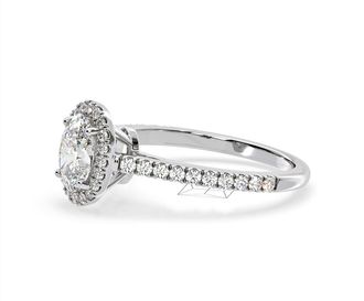 The Diamond Store Georgina Lab Oval Diamond Halo Engagement Ring Platinum 1.55ct F/VS1