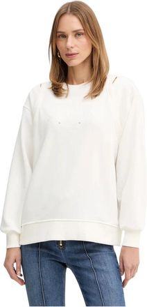 Elisabetta Franchi Jersey Sweatshirt met uitsnijdingen - Dames - Sweatshirts - Wit - L - Katoen - Hoodies & sweatvesten