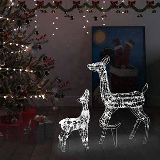 vidaXL Familia De Renos De Navidad Acr&iacute;lico Blanco Fr&iacute;o 160 Leds Vidaxl