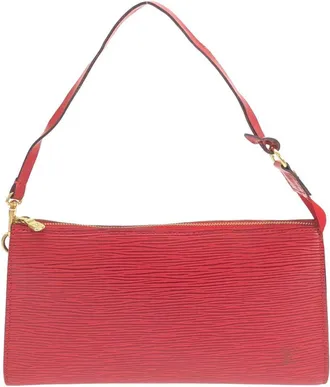 Louis Vuitton Red Color Leather Pochette Pouch (Pre-Owned)