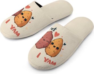 Generic Sweet Potatoes I Yam Mens Slippers Warm Non-Slip Houes Shose Spa Slipper for Home Bedroom