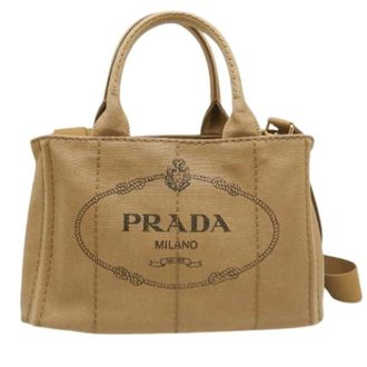 Prada Pre-owned Tote Bags, female, Beige, Size: ONE SIZE Pre-owned Canapa Tote bag