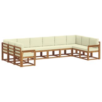 vidaXL Conjunto De Sof&aacute;s De Exterior Con Coj&iacute;n 10 Pcs Natural Y Crema Vidaxl