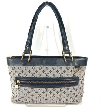 Louis Vuitton Navy Monogram Mini Canvas Leather Handbag Shoulder Bag Tote Bag (Pre-Owned)