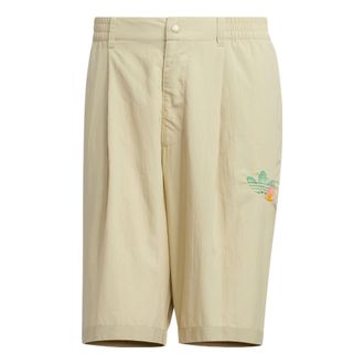 adidas Mens adidas originals Y2K Shorts 2 Solid Color Logo Pattern Straight Sports Khaki HM8038