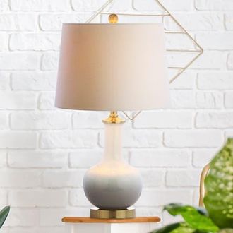 Jonathan Y Designs Gradient Ceramic/Brass LED Table Lamp in White/gray at Nordstrom