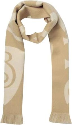 Burberry Pre-owned Scarves, female, Brown, Size: ONE SIZE Pre-owned Logo Wool Scarf