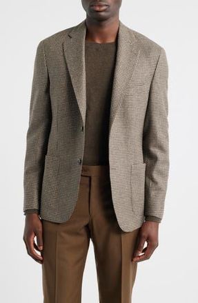 Vince Icon Relaxed Fit Brown Houndstooth Brushed Wool Sport Coat in Taupe at Nordstrom Rack, Size 40 Regular