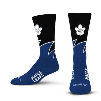 For Bare Feet Black Wave Crew Sock NHL Large