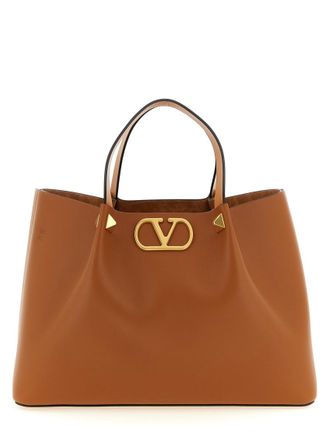 Valentino Garavani Brown VLogo Signature Medium Tote