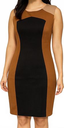 Premise Colorblock Dress In Black/tan