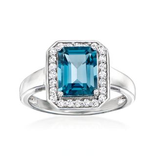 Ross-Simons London Blue Topaz Ring With. Lab-Grown Diamonds in Sterling Silver