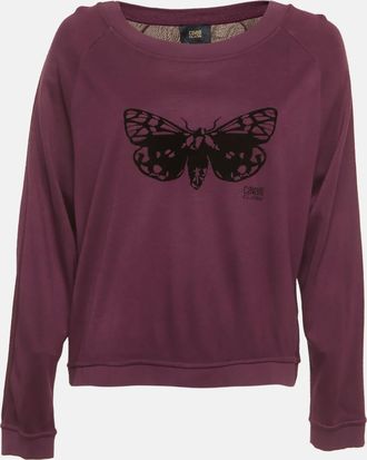 Roberto Cavalli Cavalli Class Purple Butterfly Detail Knit Wide Neck Jumper