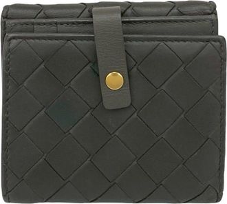 Bottega Veneta Gray Leather Wallet (Bi-Fold) (Pre-Owned)