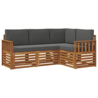 vidaXL Juegos De Sof&aacute;s Con Coj&iacute;n 4 Pcs Natural Y Antracita Vidaxl