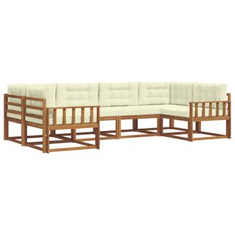 vidaXL Conjunto De Sof&aacute;s De Exterior Con Coj&iacute;n 6 Pcs Natural Y Crema Vidaxl