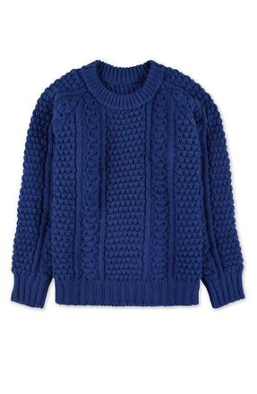 Fortela Aston Cable Knit Wool Crewneck Sweater in Blue at Nordstrom, Size Medium Eu