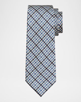 Kiton Men & apos;s Silk Houndstooth Check 7-Fold Tie