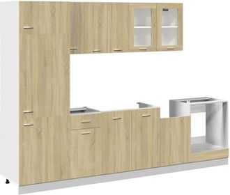 vidaXL Vidaxl - Conjunto De Armarios De Cocina lyon De 8 Piezas De Madera De Ingenier&iacute;a De Roble Sonoma