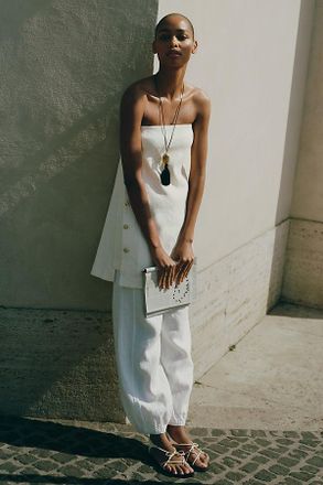 Maeve European Linen Stretch Strapless Shift Dress
