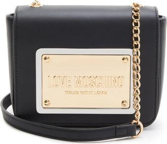 Love Moschino Tassen, Dames, Zwart, ONE Size, Zwarte Faux Leren Crossbody Tas