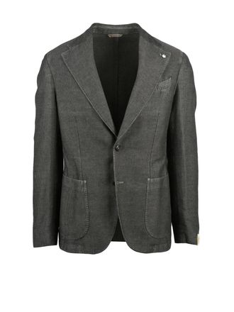 L.B.M. 1911 Brown Linen Cotton Rounded Jacket