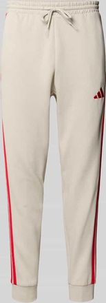 adidas Regular Fit Sweathose mit Logo-Stitching in Beige, Gr&ouml;&szlig;e XXL