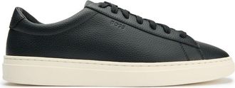 HUGO BOSS Mens Kieran Tenn Leather Trainers - Black - Size UK 12