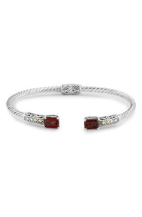 Samuel B. 18K Gold Sterling Silver Garnet Bangle Bracelet in Red at Nordstrom Rack