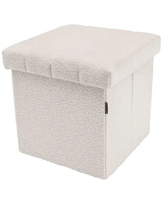 Seville Classics Boucle Channel Tufted Storage Cube