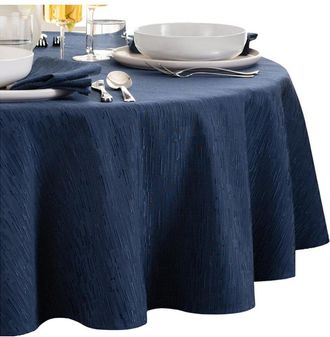 Elrene Continental Solid Texture Water & Stain Resistant Round Tablecloth