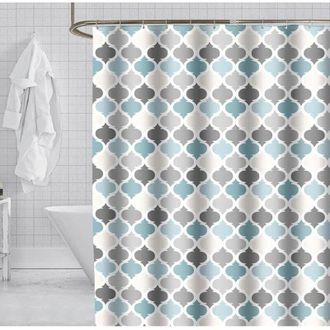 OEM Cortina De Ducha De 180 X 180 Cm, Antimoho, De Poli&eacute;ster, Lavable A M&aacute;quina, Con Estampado Azul