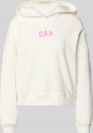GAP Hoodie mit Logo-Print und gerippten Abschl&uuml;ssen in Ecru, Gr&ouml;&szlig;e XL
