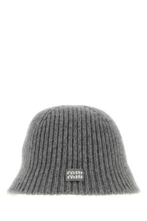 Miu Miu Virgin Wool & Cashmere Blend Bucket Hat - Gray