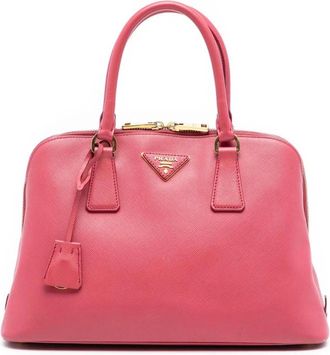Prada Pre-owned Handbags, female, Pink, Size: ONE SIZE Pre-owned Structured Leather Satchel