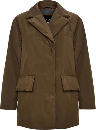 Cesare Gaspari Jassen, Dames, Bruin, XL, Leer, Blazer met riem en quiltpatroon