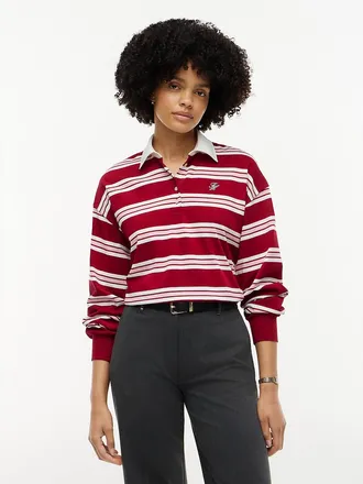 Tommy Hilfiger Womens Script Monogram Striped Rugby Sweatshirt - Lewis Stripe - XXS